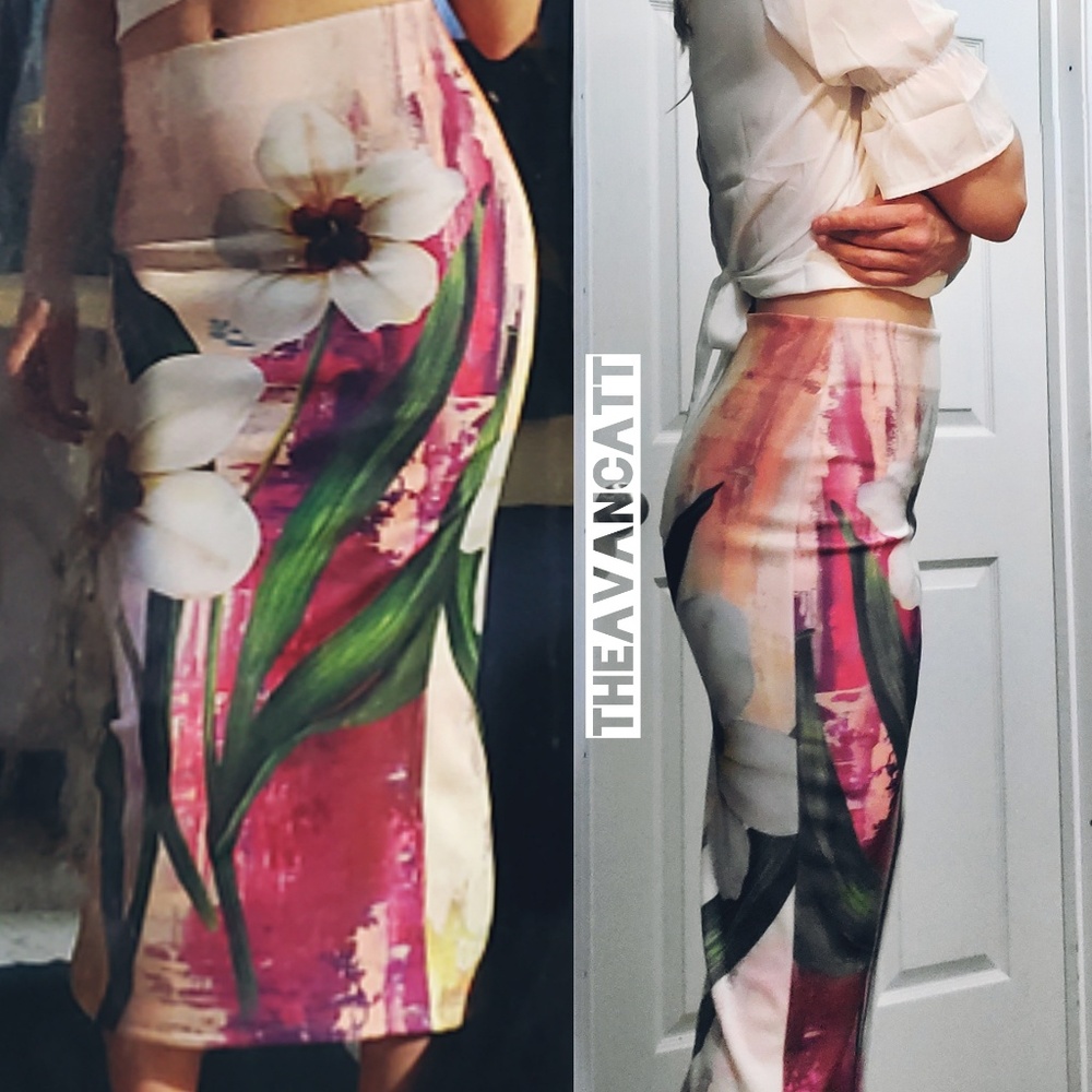 Ariel's Anemones Floral Fitted Spring Maxi Skirt!!